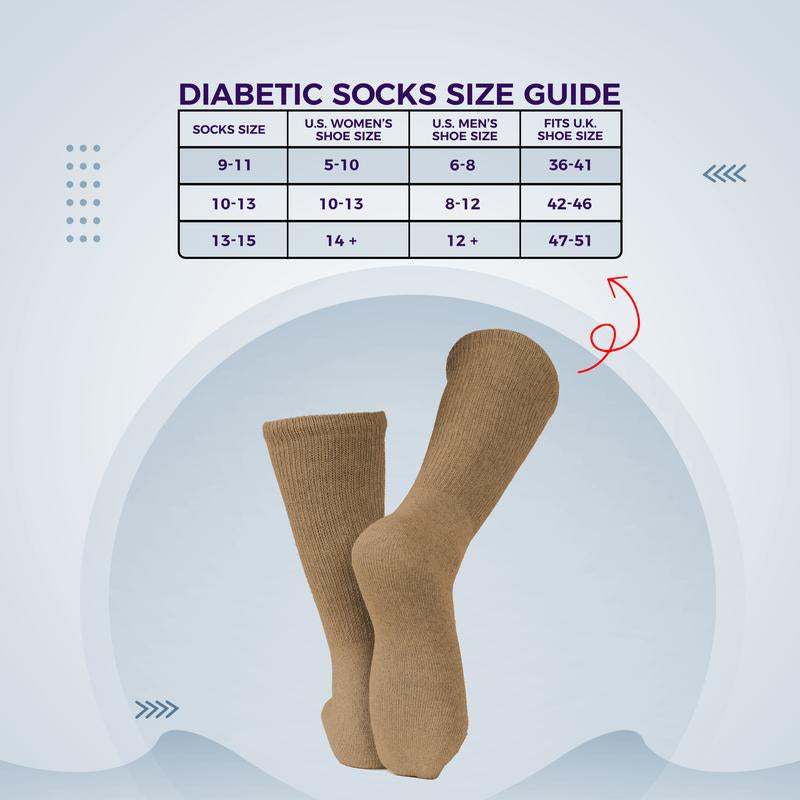 DIAMOND STAR Wholesale Bulk Lots Diabetic Socks, Non-Binding Circulatory Cushion Cotton Crew Diabetic Socks for Men Women Menswear 1-5 Dozen