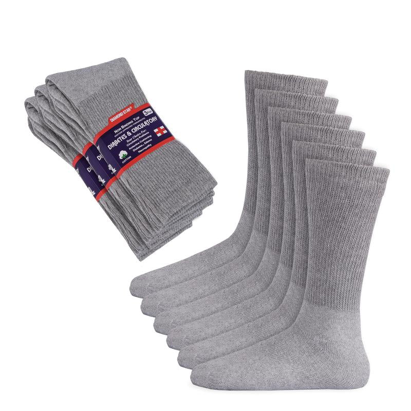 DIAMOND STAR Wholesale Bulk Lots Diabetic Socks, Non-Binding Circulatory Cushion Cotton Crew Diabetic Socks for Men Women Menswear 1-5 Dozen