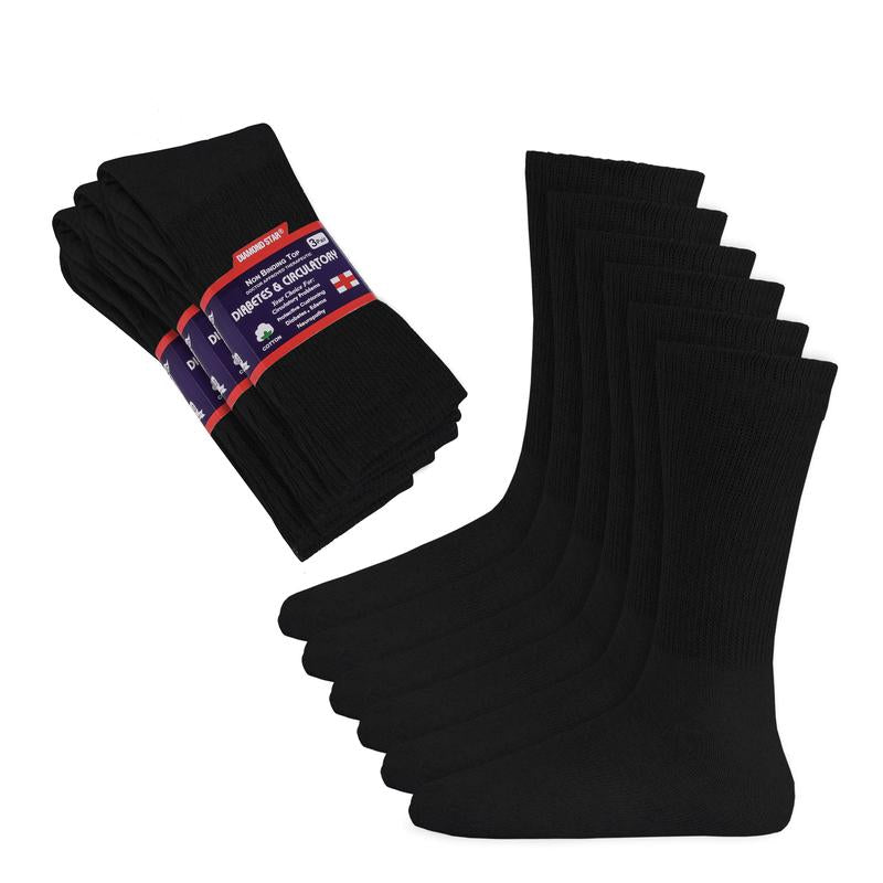 DIAMOND STAR Wholesale Bulk Lots Diabetic Socks, Non-Binding Circulatory Cushion Cotton Crew Diabetic Socks for Men Women Menswear 1-5 Dozen
