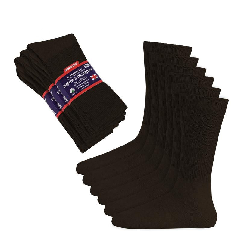 DIAMOND STAR Wholesale Bulk Lots Diabetic Socks, Non-Binding Circulatory Cushion Cotton Crew Diabetic Socks for Men Women Menswear 1-5 Dozen