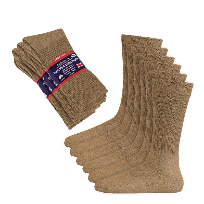 DIAMOND STAR Wholesale Bulk Lots Diabetic Socks, Non-Binding Circulatory Cushion Cotton Crew Diabetic Socks for Men Women Menswear 1-5 Dozen